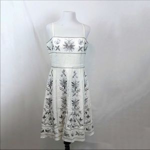 Antonio Melanie White Floral Embroidered Dress